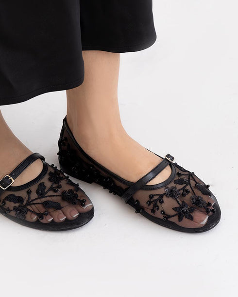 ILSA Embroidered Ballet Pumps